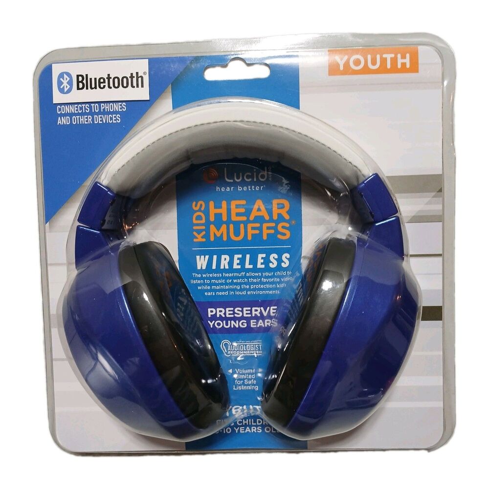 Lucid Kids Hear Muffs, 5-10 Yrs. Old, Wireless Preserve Youth Hearing New